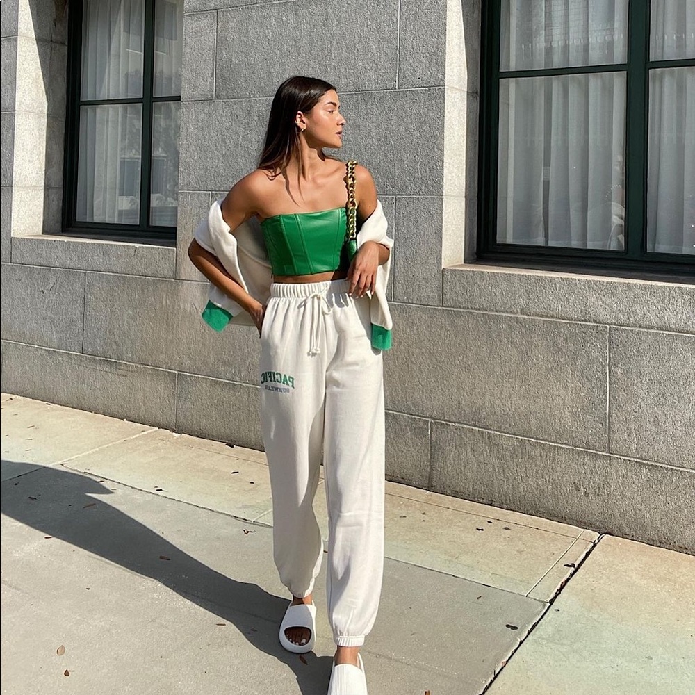 Zara Green Faux Leather Bustier Corset Crop Top - Picture 6 of 16